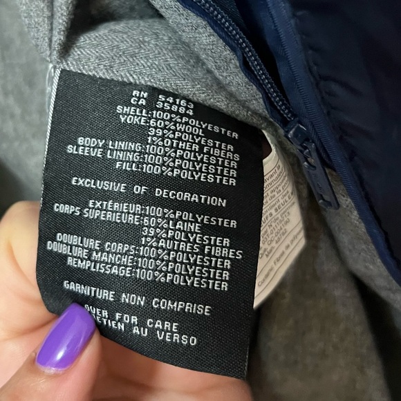 Cole Haan Men's Quilted Blue Jacket With Plaid Accents Size Large Elbow Patches - Picture 5 of 9